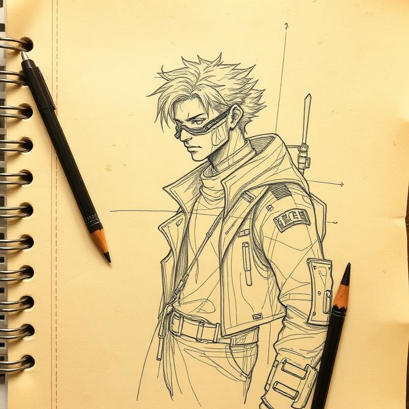 Sketch cyberpunk a matita